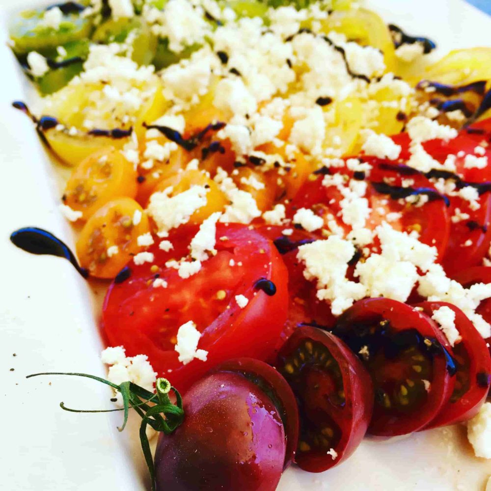 Mini Heirloom Tomatoes with Feta & Balsamic Reduction