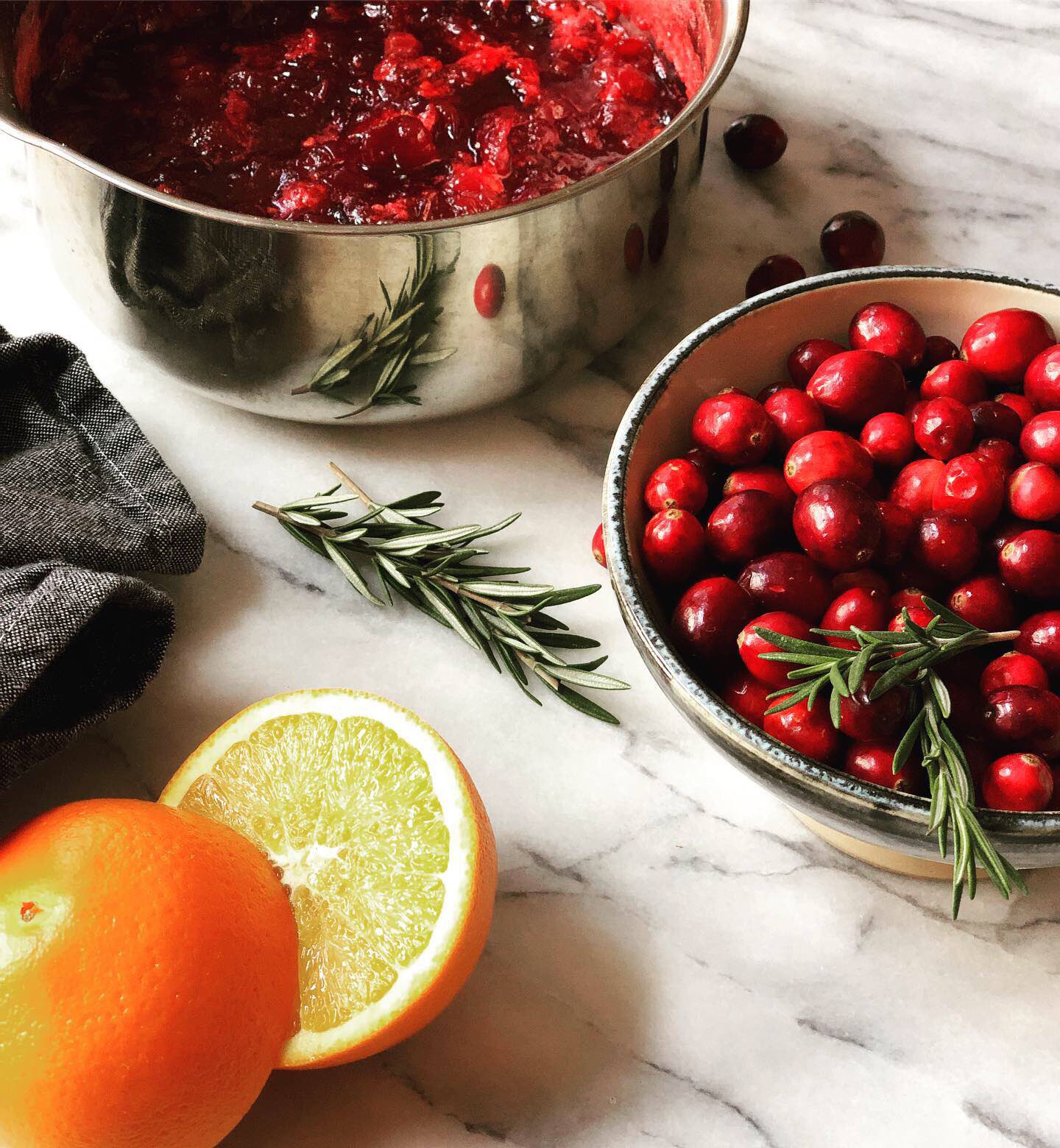 cranberry sauce, orange juice, rosemary