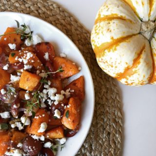 Roasted Butternut Squash with Grapes, Goat Cheese & Thyme Recipe