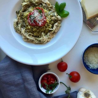 Pesto Spaghetti Squash with Campari Tomatoes & Chicken Recipe