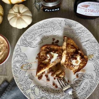 Pumpkin Cream Cheese French Toast with Honey-Roasted Pecans Recipe